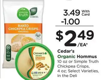 Ralphs Cedar's Organic Hommus offer