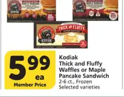 Vons Kodiak Thick and Fluffy Waffles or Maple Pancake Sandwich offer