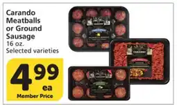 Vons Carando Meatballs or Ground Sausage offer