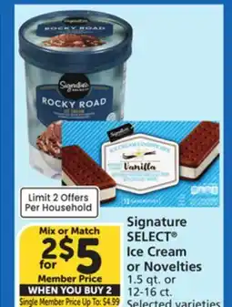 Vons Signature SELECT Ice Cream or Novelties offer