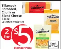 Vons Tillamook Shredded, Chunk or Sliced Cheese offer