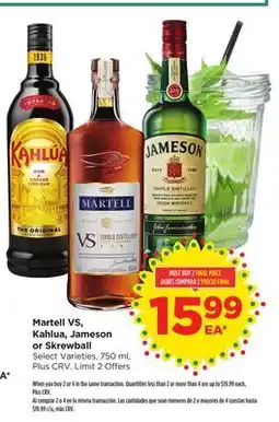 Food 4 Less Martell VS, Kahlua, Jameson or Skrewball offer