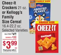 Smart & Final Cheez-It Crackers 21 oz. or Kellogg's Family Size Cereal 16.4-22.2 oz offer