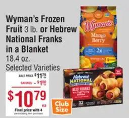 Smart & Final Wyman's Frozen Fruit or Hebrew National Franks in a Blanket offer