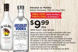 Ralphs Absolut or Malibu offer