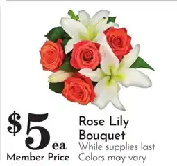 Pavilions Rose Lily Bouquet offer