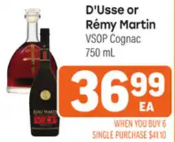 Tony’s Fresh Market D'Usse or Rémy Martin VSOP Cognac offer