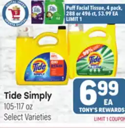 Tony’s Fresh Market Tide Simply offer
