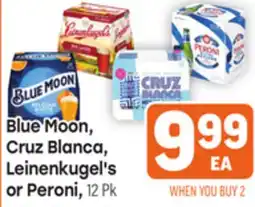 Tony’s Fresh Market Blue Moon, Cruz Blanca, Leinenkugel's or Peroni offer