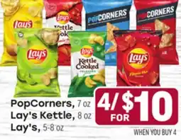 Tony’s Fresh Market PopCorners, 7oz Lay's Kettle, 8oz Lay's, 5-8oz offer