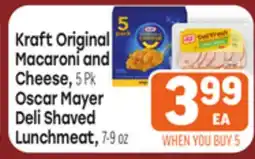 Tony’s Fresh Market Kraft Original Macaroni and Cheese, 5Pk Oscar Mayer Deli Shaved Lunchmeat, 7-9oz offer