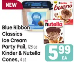 Tony’s Fresh Market Blue Ribbon Classics Ice Cream Party Pail, 128 oz Kinder & Nutella Cones, 4 ct offer