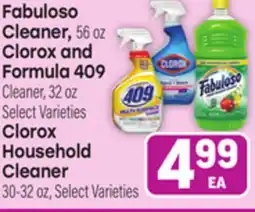 Tony’s Fresh Market Fabuloso Cleaner, 56 oz Clorox and Formula 409 Cleaner, 32 oz Clorox Household Cleaner 30-32 oz offer