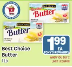 Tony’s Fresh Market Best Choice Butter offer