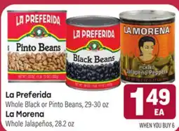 Tony’s Fresh Market La Preferida Whole Black or Pinto Beans, 29-30oz La Morena Whole Jalapeños, 28.2oz offer