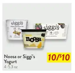 Fresh Thyme Noosa or Siggi's Yogurt offer