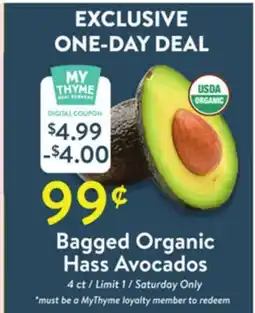 Fresh Thyme Bagged Organic Hass Avocados offer