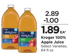 Food 4 Less Kroger 100% Apple Juice offer