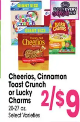 Jewel-Osco Cheerios, Cinnamon Toast Crunch or Lucky Charms offer
