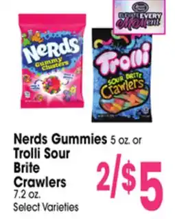 Jewel-Osco Nerds Gummies 5 oz. or Trolli Sour Brite Crawlers 7.2 oz offer