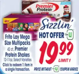 Jewel-Osco Frito Lay Mega Size Multipacks 42 ct., Premier Protein Shakes 12-11 oz offer
