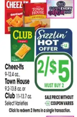 Jewel-Osco Cheez-Its 9-12.4 oz., Town House 9.2-13.8 oz. or Club 11-13.7 oz offer