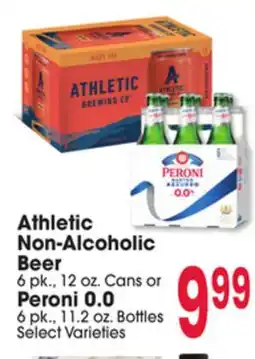 Jewel-Osco Athletic Non-Alcoholic Beer 6 pk., 12 oz. Cans or Peroni 0.0 6 pk., 11.2 oz. Bottles offer