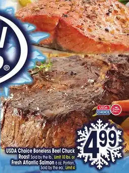 Jewel-Osco USDA Choice Boneless Beef Chuck Roast or Fresh Atlantic Salmon offer