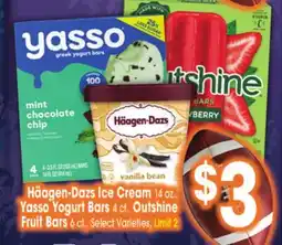 Jewel-Osco Häagen-Dazs Ice Cream 14 oz., Yasso Yogurt Bars 4 ct., Outshine Fruit Bars 6 ct offer