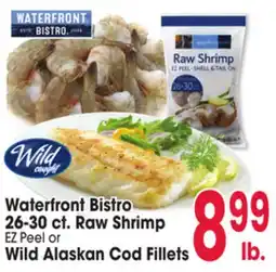 Jewel-Osco Waterfront Bistro 26-30 ct. Raw Shrimp EZ Peel or Wild Alaskan Cod Fillets offer
