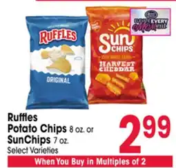 Jewel-Osco Ruffles Potato Chips 8 oz. or SunChips 7 oz offer