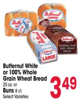 Jewel-Osco Butternut White or 100% Whole Grain Wheat Bread 20 oz. or Buns 8 ct offer