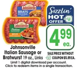 Jewel-Osco Johnsonville Italian Sausage or Bratwurst offer