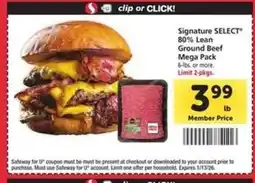 Safeway Signature SELECT 80% Lean Ground Beef Mega Pack offer