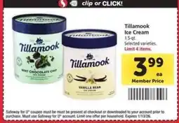 Safeway Tillamook Ice Cream offer