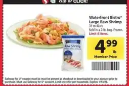 Safeway Waterfront Bistro Large Raw Shrimp offer