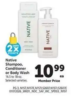 Safeway Native Shampoo, Conditioner or Body Wash offer