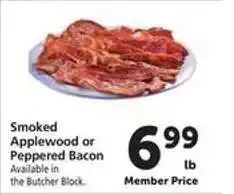 Safeway Smoked Applewood or Peppered Bacon offer