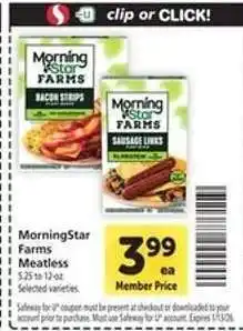 Safeway MorningStar Farms Meatless offer