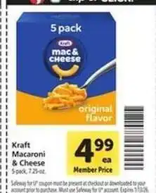 Safeway Kraft Macaroni & Cheese offer