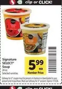 Safeway Signature Select Soup offer