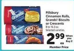 Safeway Pillsbury Cinnamon Rolls, Grands! Biscuits or Crescents offer