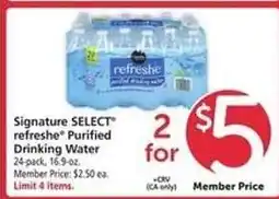 Safeway Signature Select Refreshe Purified Drinking Water offer