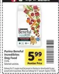 Safeway Purina Beneful Incredibites Dog Food offer