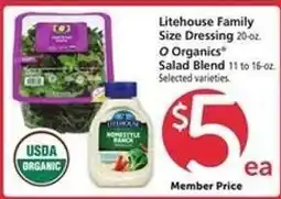 Safeway Litehouse Family Size Dressing & O Organics Salad Blend offer