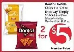 Safeway Doritos Tortilla Chips & Frito-Lay Simply Snacks offer