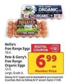 Safeway Pete & Gerry’s Free Range Organic Eggs offer