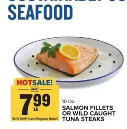 Food Lion Salmon Fillets or Wild Caught Tuna Steaks offer