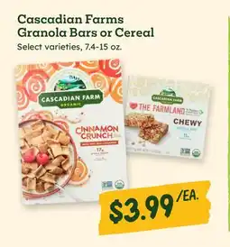 Sprouts Farmers Market Cascadian Farms Granola Bars or Cereal offer