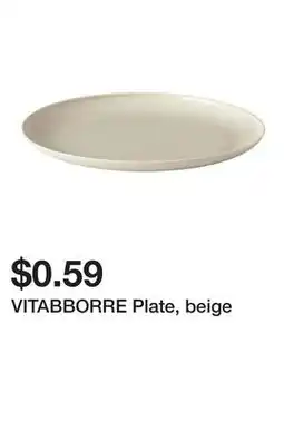 Ikea VITABBORRE Plate, beige offer